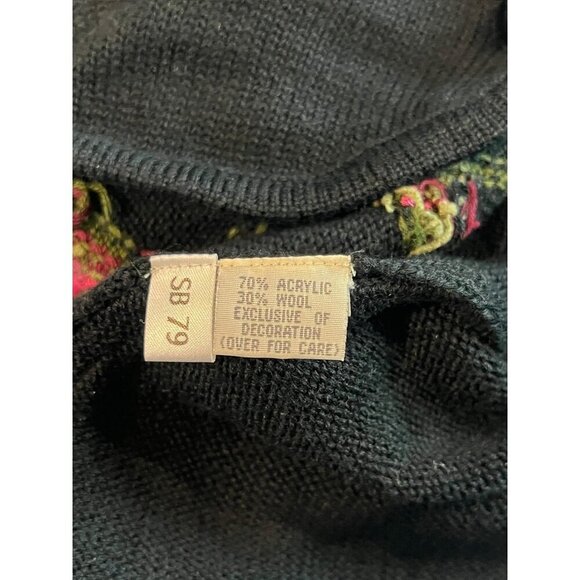 Susan Bristol Women's Black Floral Wool Sweater - Picture 8 of 8